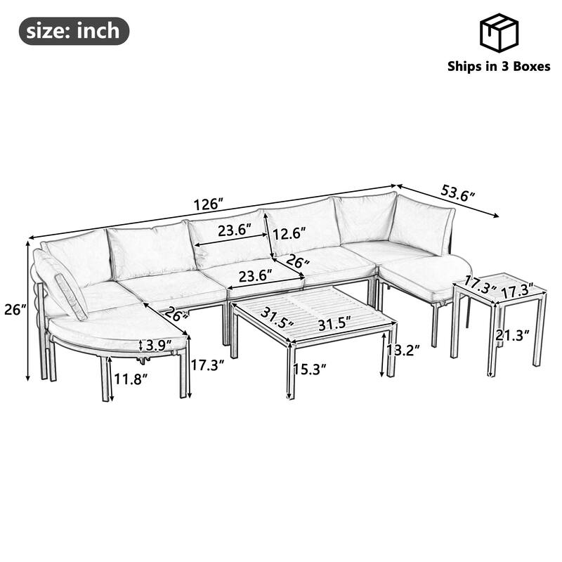 Modern Patio Sectional Sofa Set with Cushions