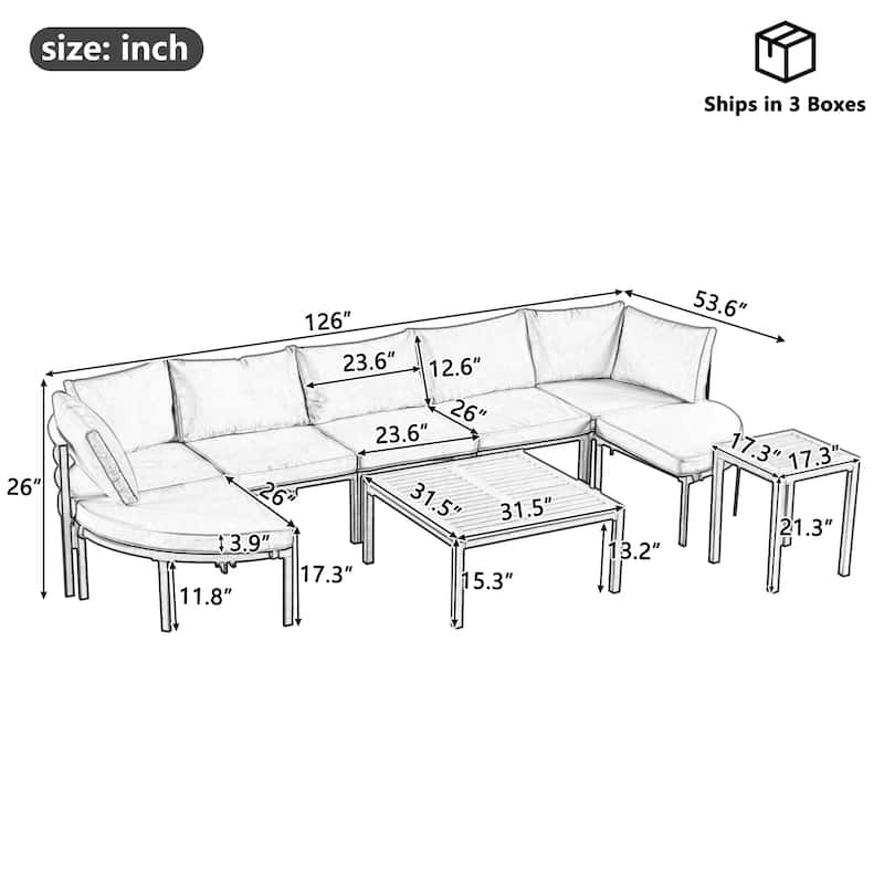 Spruce & Spring Outdoor Sectional Sofa Set Patio Conversation Set
