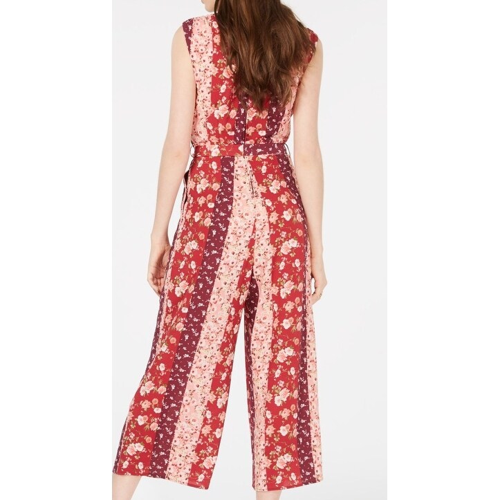 pink and red colorblock jumpsuit