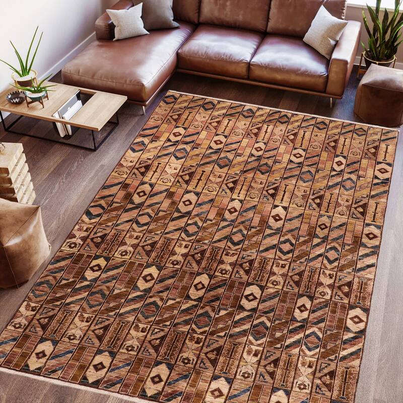 Rustica Mosaic Gabbeh Hand-Knotted Wool Area Rug