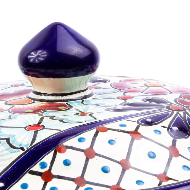 Novica Handmade Colors Of Mexico Ceramic Tortilla Server