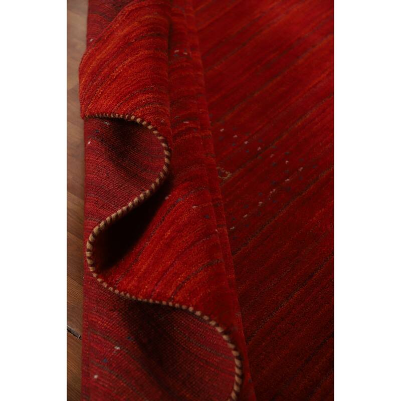 Hand Knotted Oriental 100% Wool Carpet Tribal Tribal Red Gabbeh Area Rug - 9' 5'' X 8' 1''
