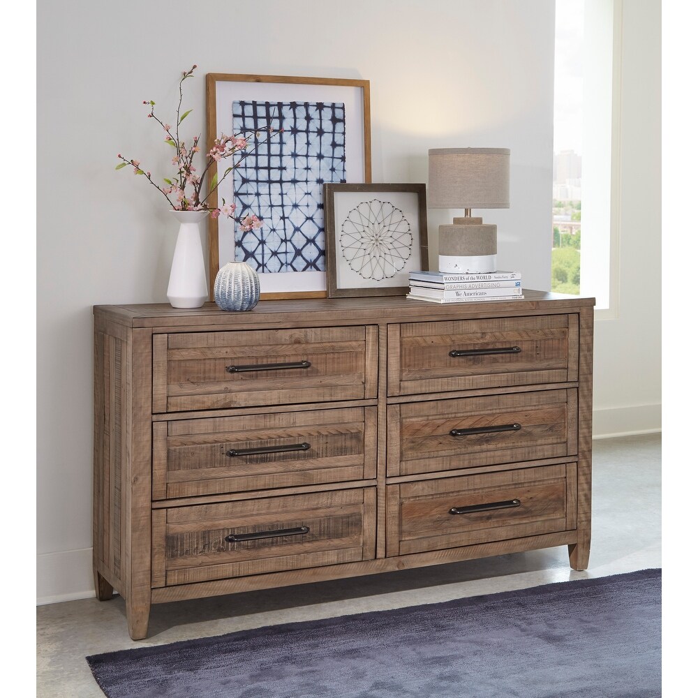 Corona Corona Grey Chest of Drawers Pine 6 Drawer Solid Pine Mexican Wooden Sideboard 