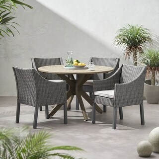 Owen Wicker Wood Dining Set Christopher Knight