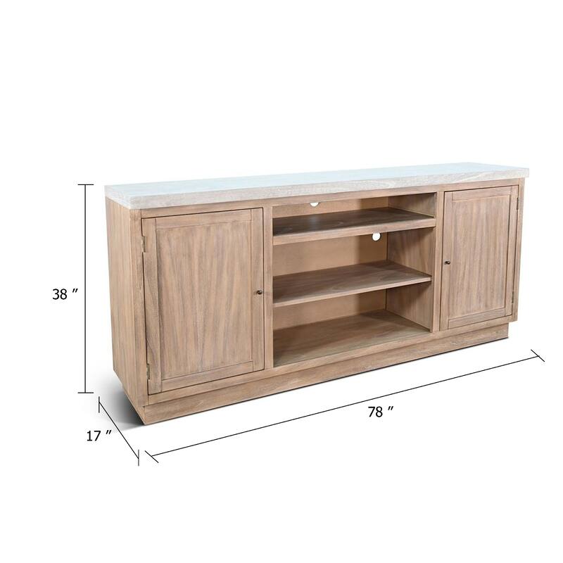 Seni 78 Inch TV Media Entertainment Console, 2 Doors, Brown