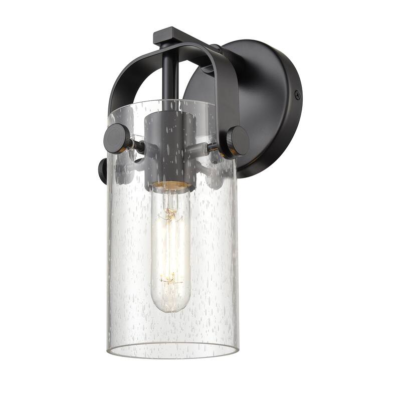 Innovations Lighting Pilaster II Cylinder - 1 Light 7" Wall-Mounted Sconce - Seedy/Matte Black