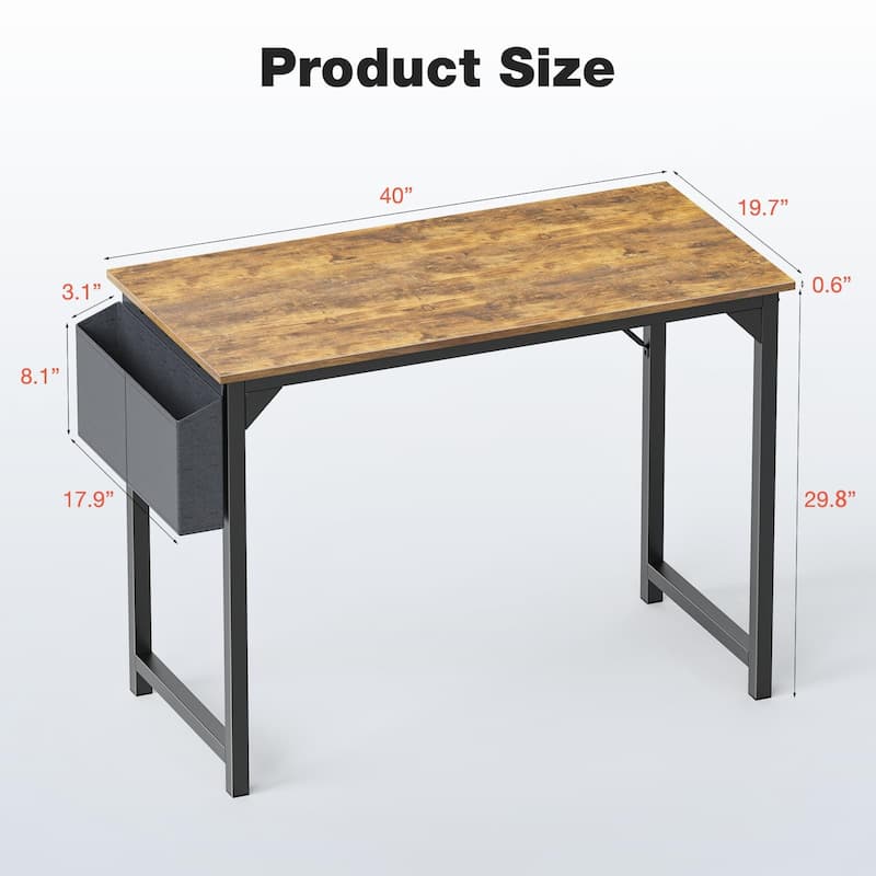 Modern Computer Desk with Storage - 40inch - Rust