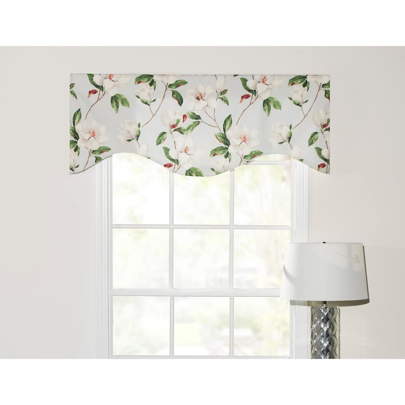 Magnolia Lane on grey background shaped valance