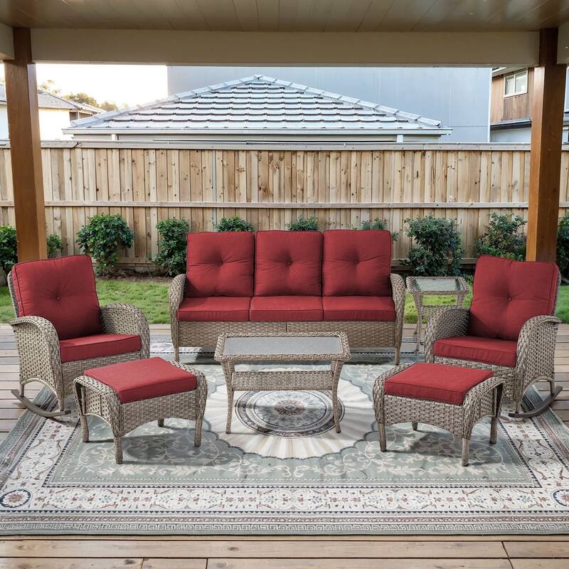 Gymojoy Outdoor Wicker Patio Furniture Sofa Chair Set Weather-Resistant