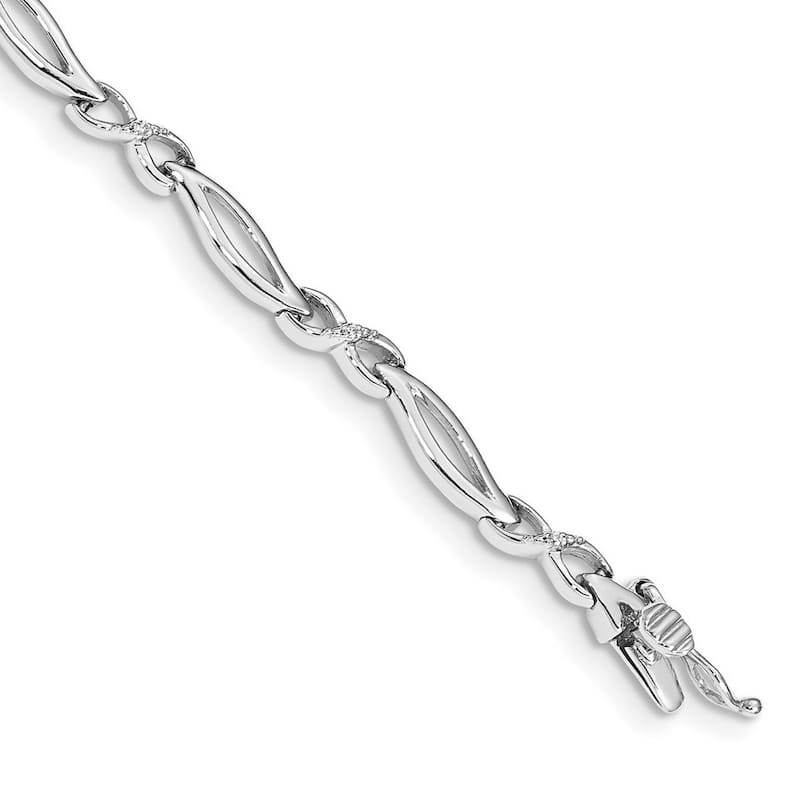 Curata 14k White Gold Diamond 7.5inch Link Bracelet