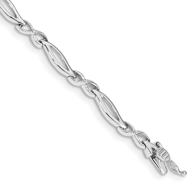 Curata 14k White Gold Diamond 7.5inch Link Bracelet