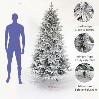 7ft Snow Flocked Pine Tree with Realistic Tips for a Wintry Touch