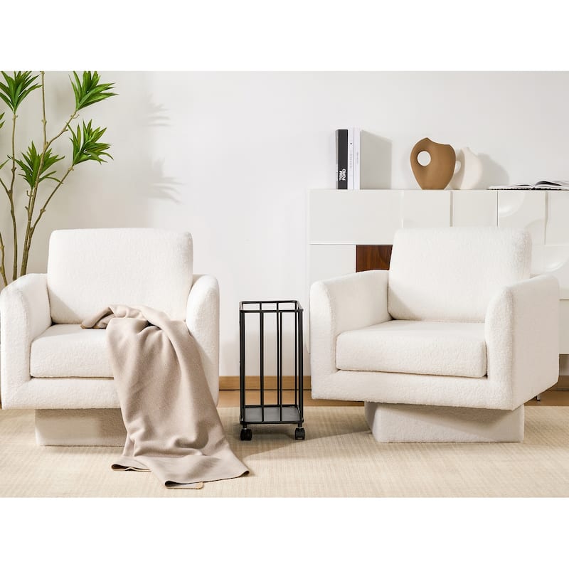 360° Swivel Accent Chairs Set Of 2,30" W Teddy Sherpa Round Armchair,Thick Padded Lounge Sofa,Upholstered Comfy Barrel Chair