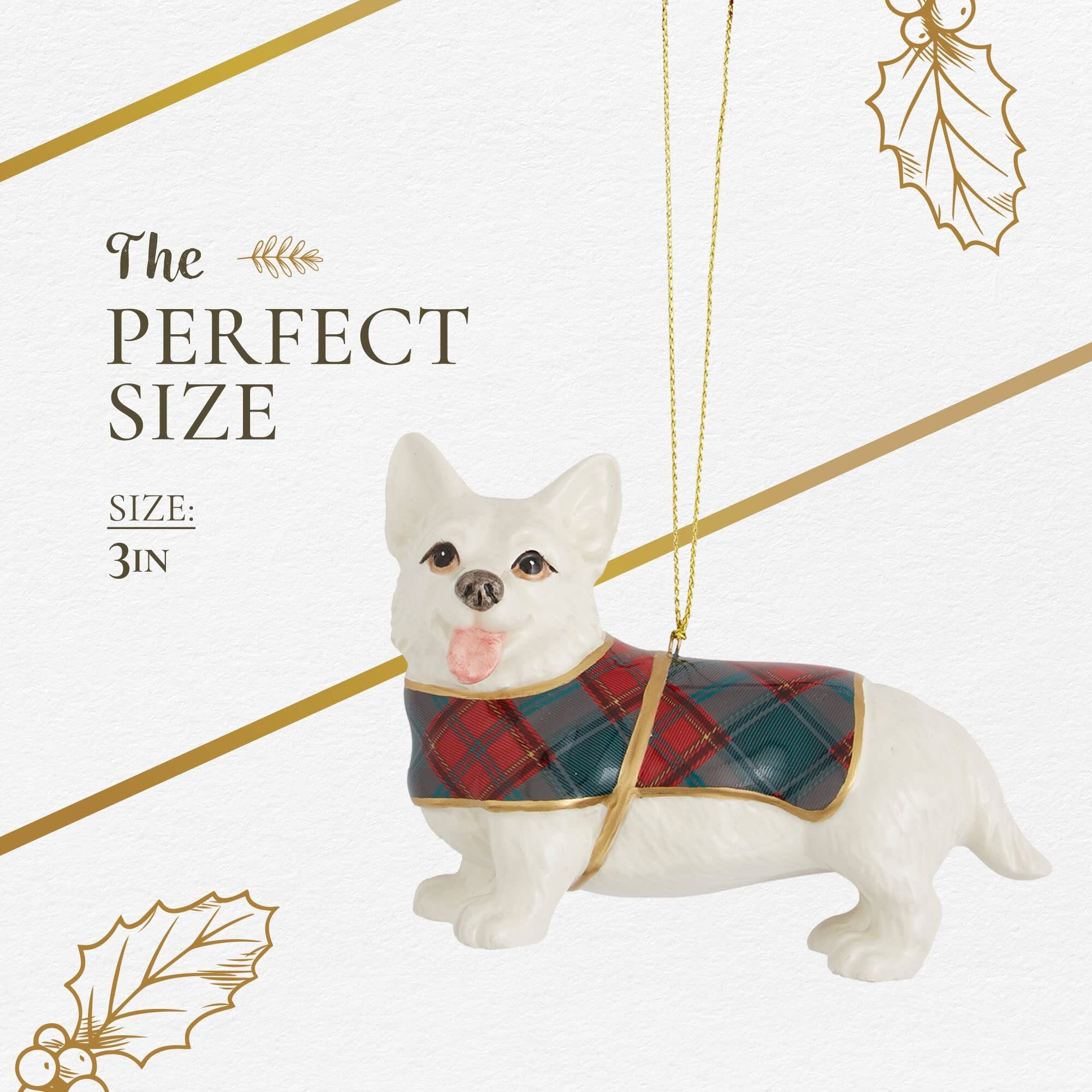 マディソンパーク　ハチドリ Spode Christmas Tree Tartan Corgi Ornament - 3
