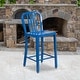preview thumbnail 66 of 98, 24'' High Metal Indoor-Outdoor Counter Height Stool with Vertical Slat Back Blue