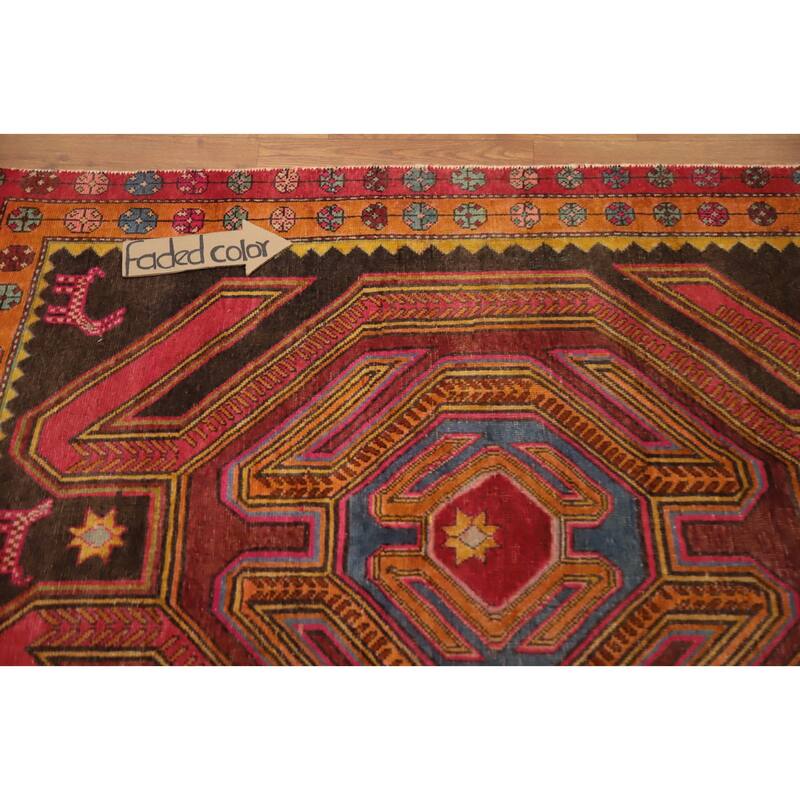 Hand Knotted Oriental 100% Wool Carpet Traditional Tribal Brown Ardebil Runner Rug - 9' 5'' X 3' 10''