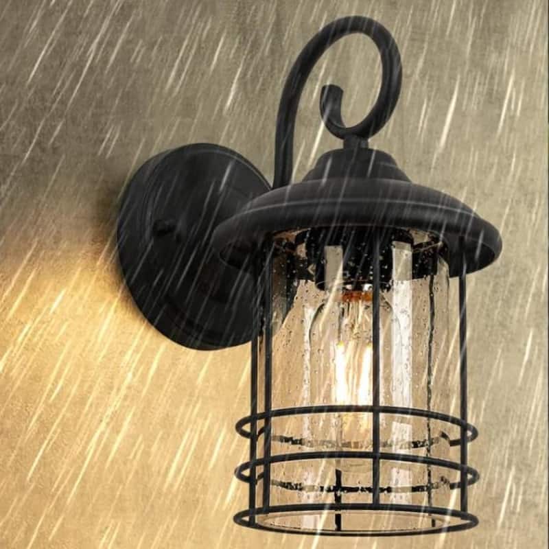 Matte Black Waterproof Outdoor Hardwired Wall Lantern Sconce
