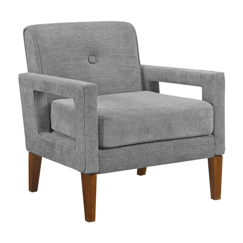 Vivian 29" Chenille Chair - Walnut Finish Solid Wood Legs - Gray