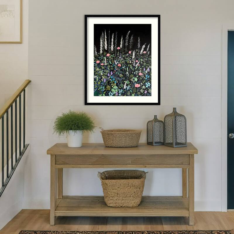 Night Garden by Claire Whitehead Wood Framed Wall Art Print - Svelte Noir Black