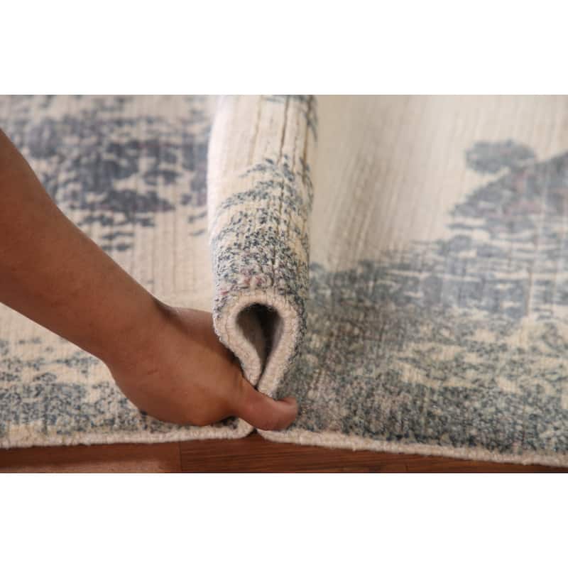 Abstract Oriental Accent Rug Wool Carpet - 4'0"x 5'7"