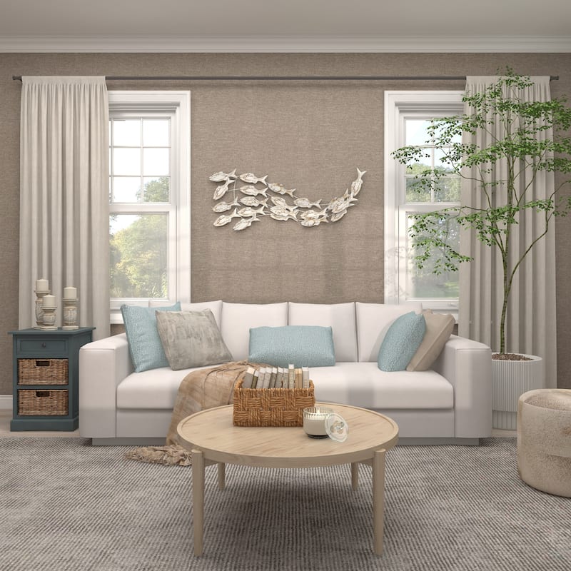 Wood Fish Handmade Swimming Home Wall Decor with Brown Distressing - White - Roche River Decor