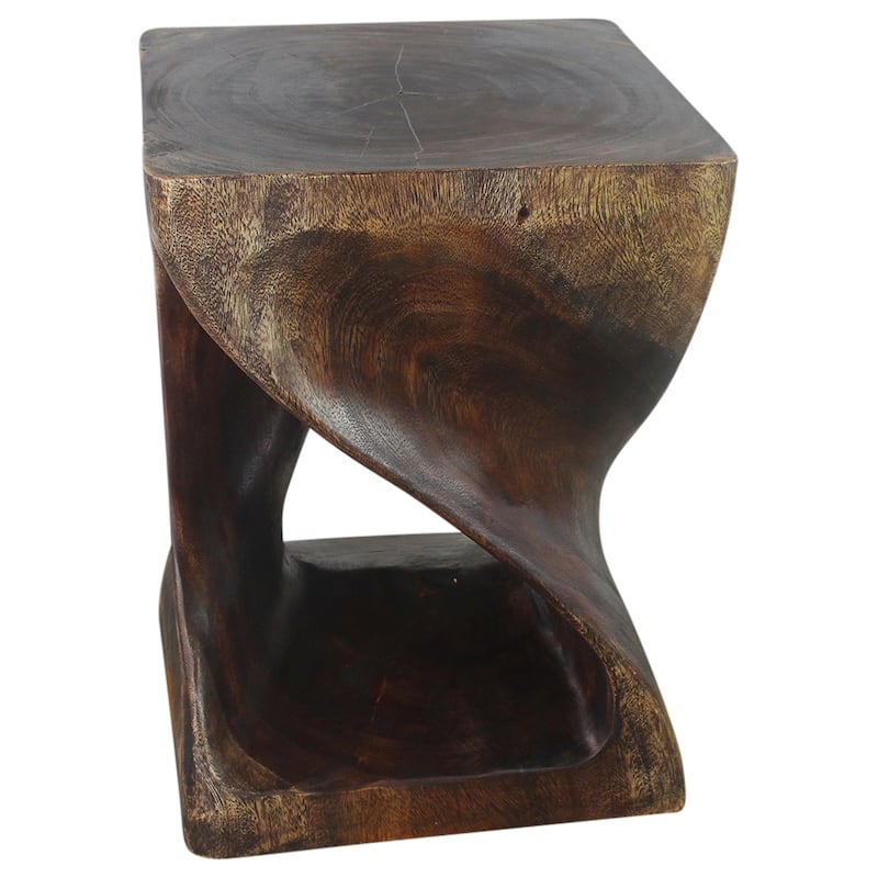 Haussmann® Wood Twist End Table 15 x 15 x 20 inch High Mocha Oil