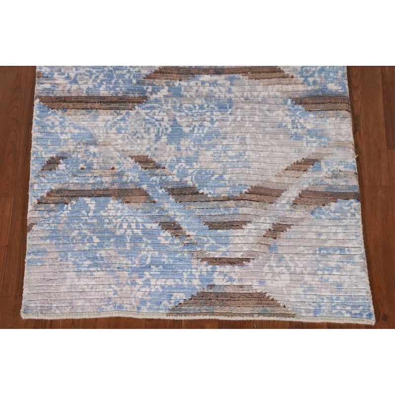 Striped / Modern Accent Rug Hand-Knotted Wool Carpet - 2'8"x 4'7"
