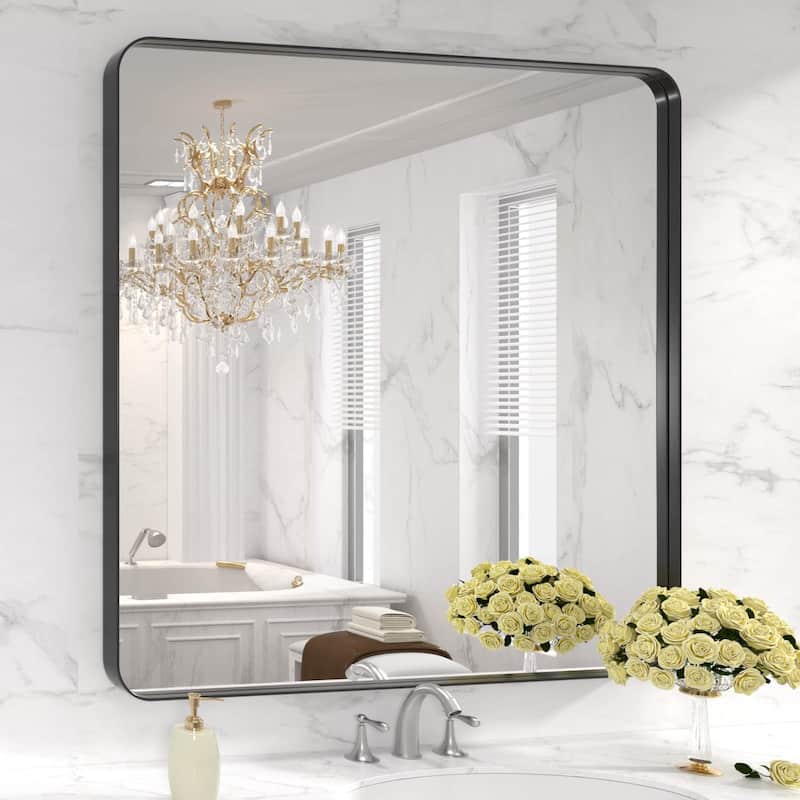 36x36 Inch Black Aluminium Frame Bathroom Mirror - Black