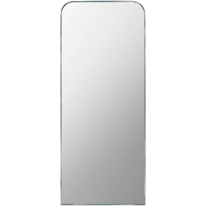 Livabliss Aranya Modern Aluminum Full Length Squared Arch Mirror - 28"H x 67"W x 1.1"D - Silver/Chrome