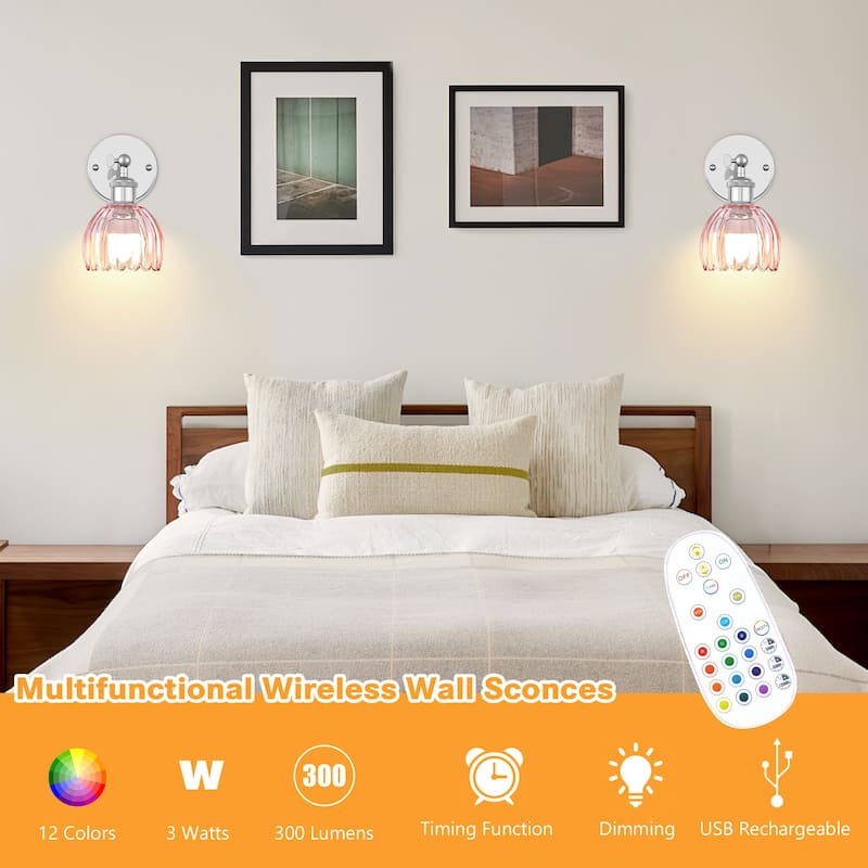 Adjustable Vintage Wall Sconce with Amber Tulip Glass Brass Fixture with Switch Ideal for Bedroom Hallway or Entry