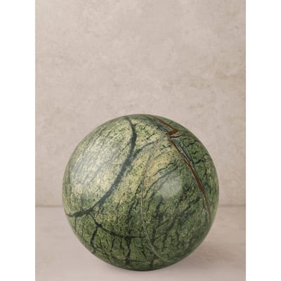 Forest Green Marble Sphere Object - 4"