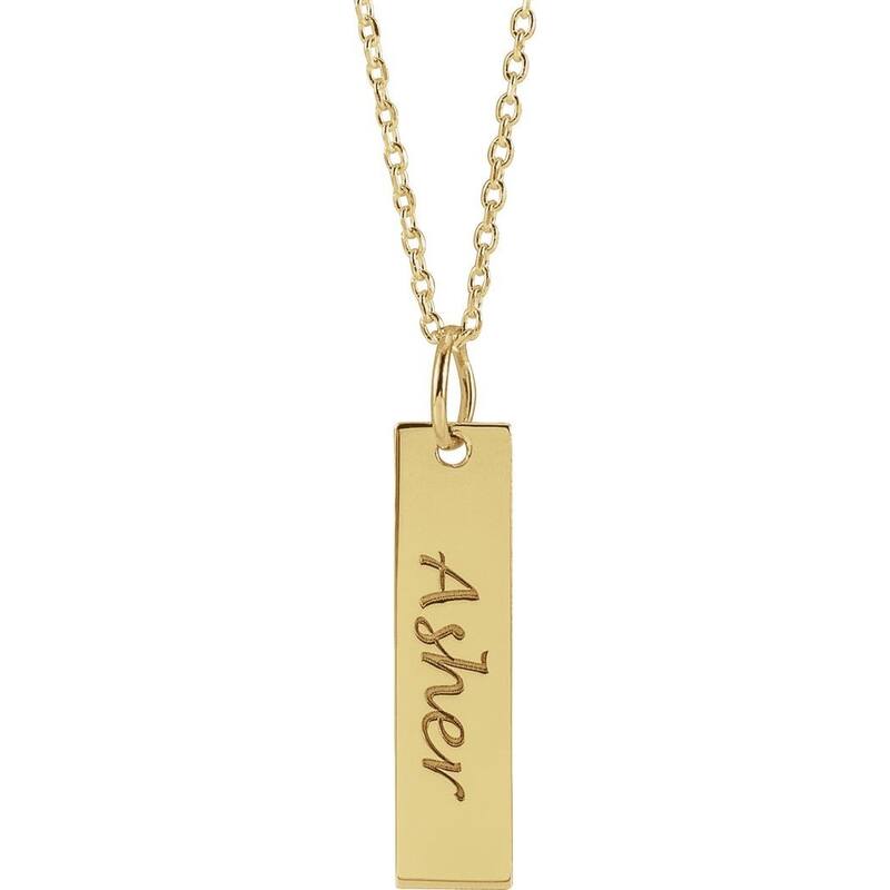 Curata 14k Yellow or White Gold Polished Vertical Bar 16-18" Necklace 20x5mm