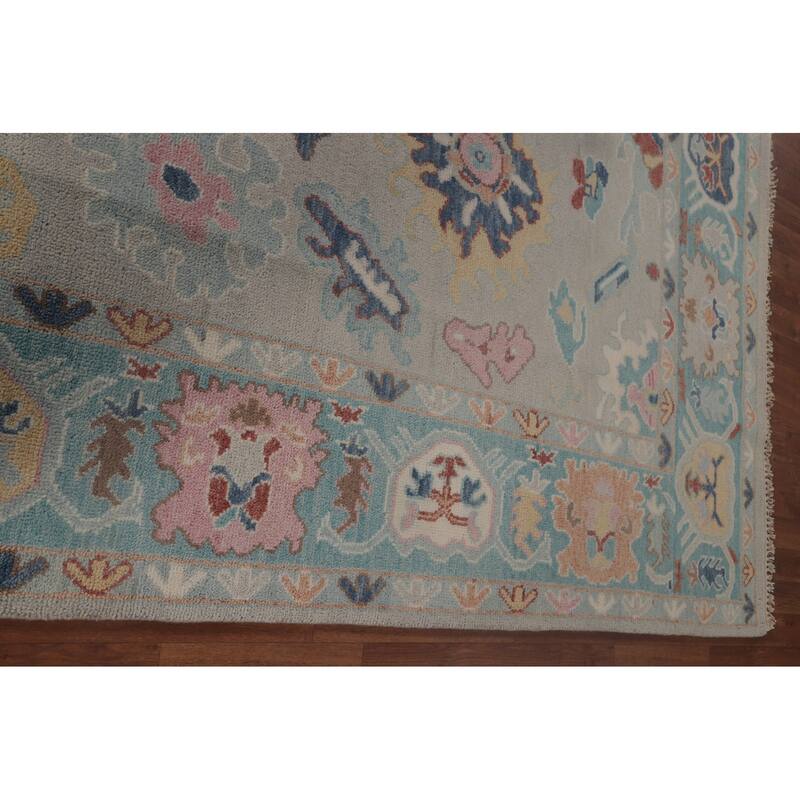 All-Over Oushak Indian Area Rug Handmade Wool Carpet - 7'11"x 9'11"