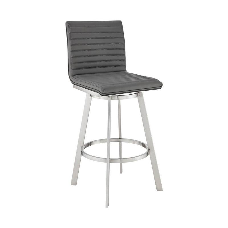 Swivel Counter Barstool with Horizontal Channel Stitching