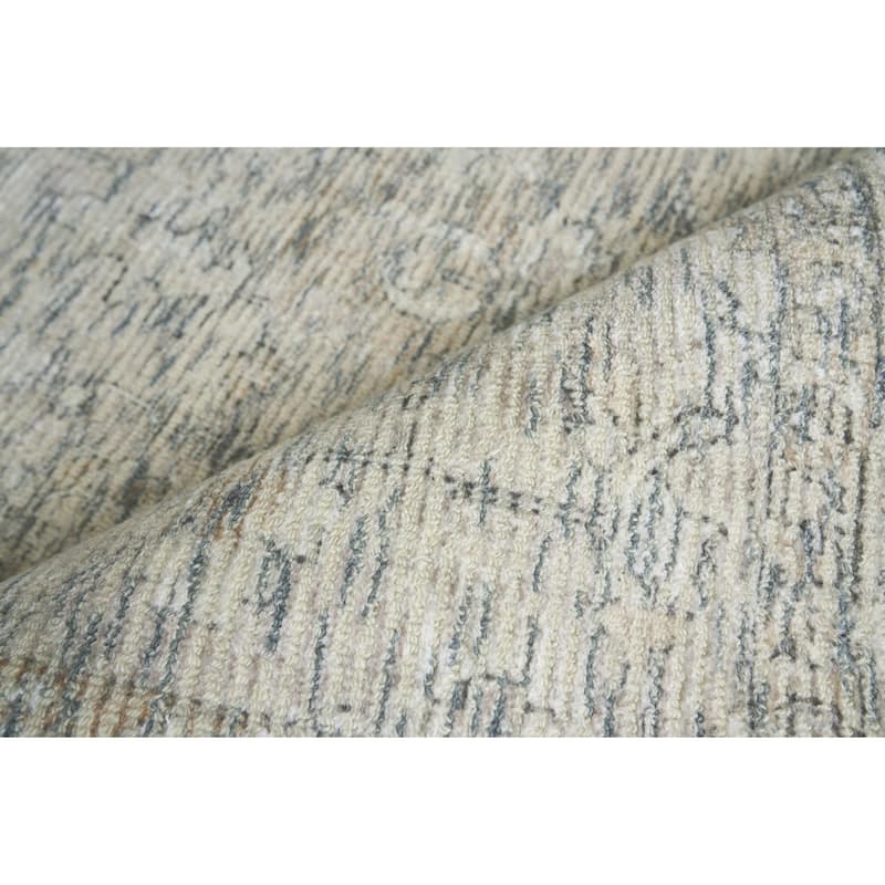 EXQUISITE RUGS Tuscany Hand-loomed Wool/Bamboo Silk Beige/Blue Area Rug.