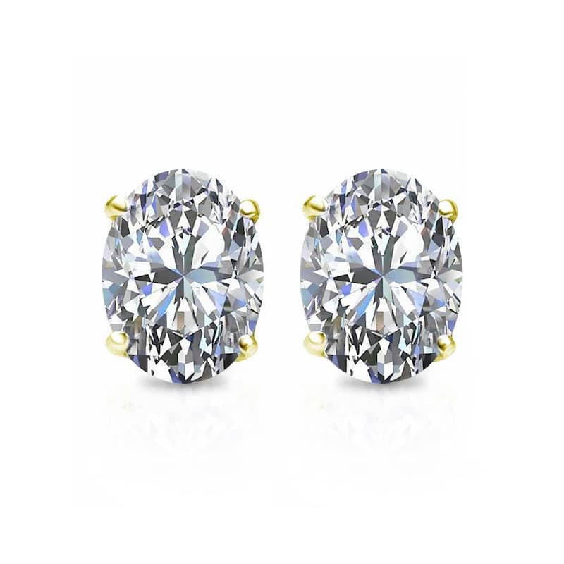 Auriya 1 1/2ctw Oval Diamond Stud Earrings 14k Gold (G-H, SI1-SI2)