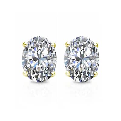 Auriya 2ctw Oval-cut Diamond Stud Earrings 14k Gold (I-J, I1-I2)
