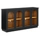 preview thumbnail 9 of 51, Buffet Cabinet with Glass Doors, Arched Cabinet with Adjustable Shelves, Kitchen Storage Cabinet with Rebound Device