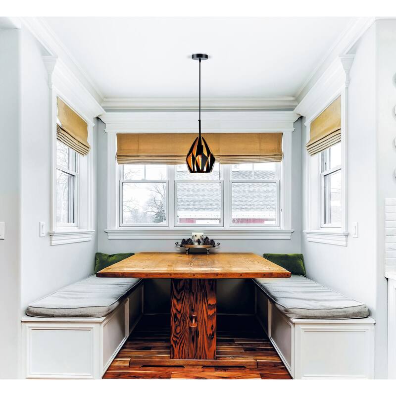 Oxide 1 Light 8in Black & Copper Down Mini Pendant - Black/Copper