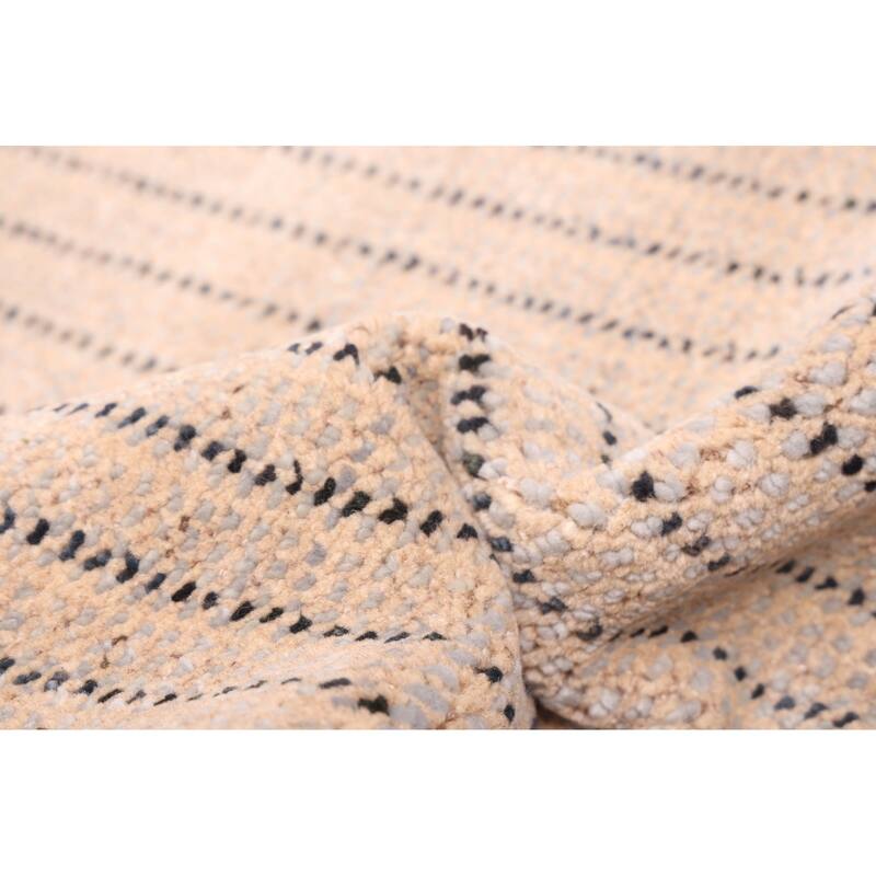 ECARPETGALLERY Hand-knotted Silk Shadow Tan Wool Rug - 6'1 x 9'3