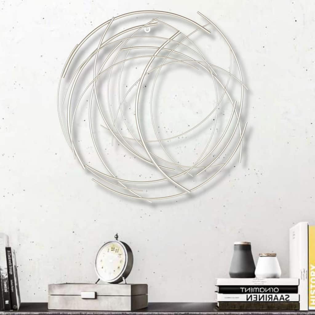 Denine Metal Silver Small Abstract Round Wall Art
