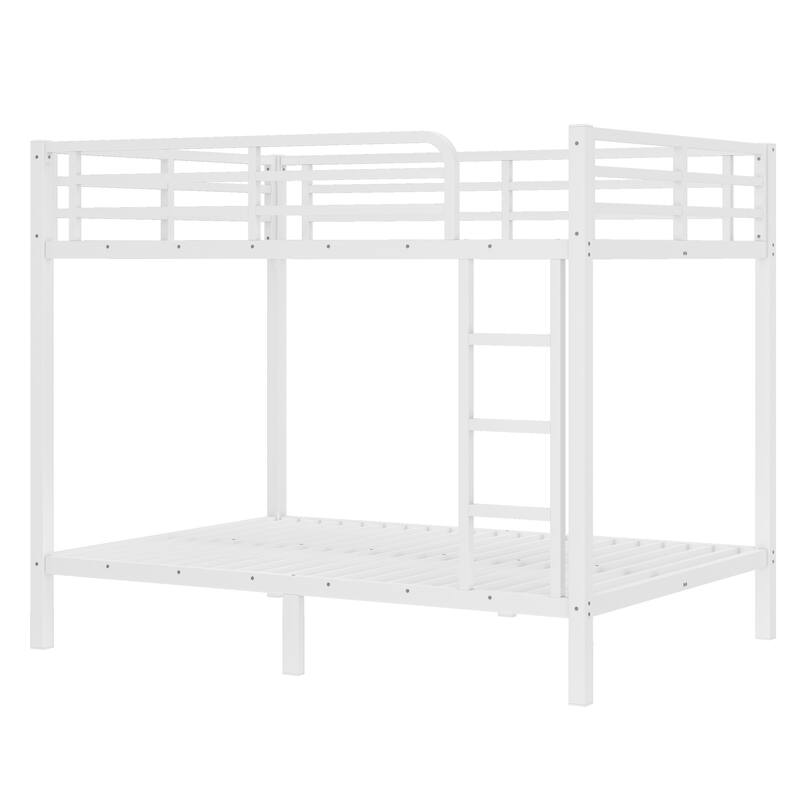 Metal Bunk Bed Frame with Safety Guardrail, Heavy Duty Metal Slat Support, Noise Free