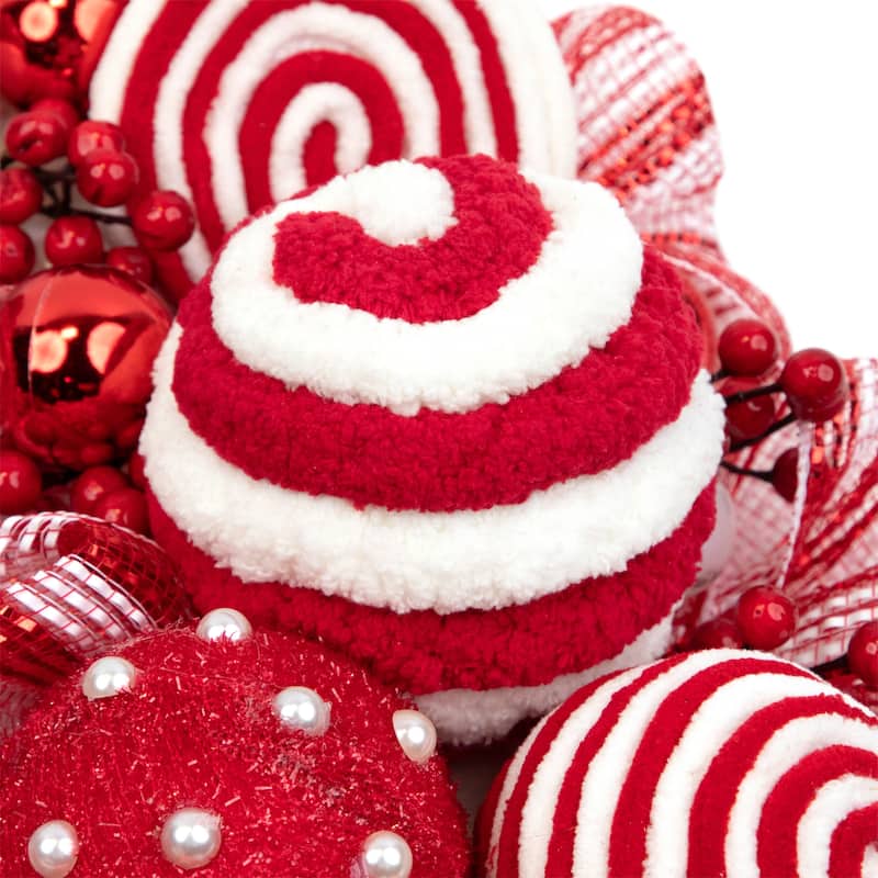 Peppermint and Berries Christmas Wreath - 20" - Unlit
