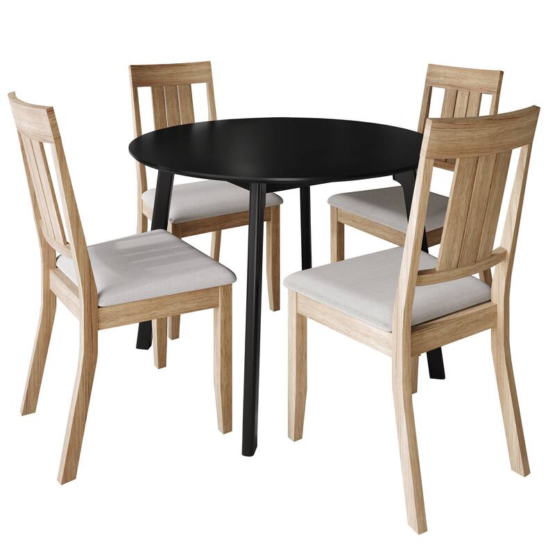 CraftPorch Classic 4-Piece Chair and Round Table Wooden Dining Set