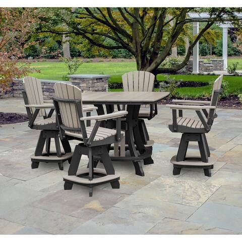 OS Home and Office Five Piece Square Counter Height Dining Set in Weatherwood on a Black Base