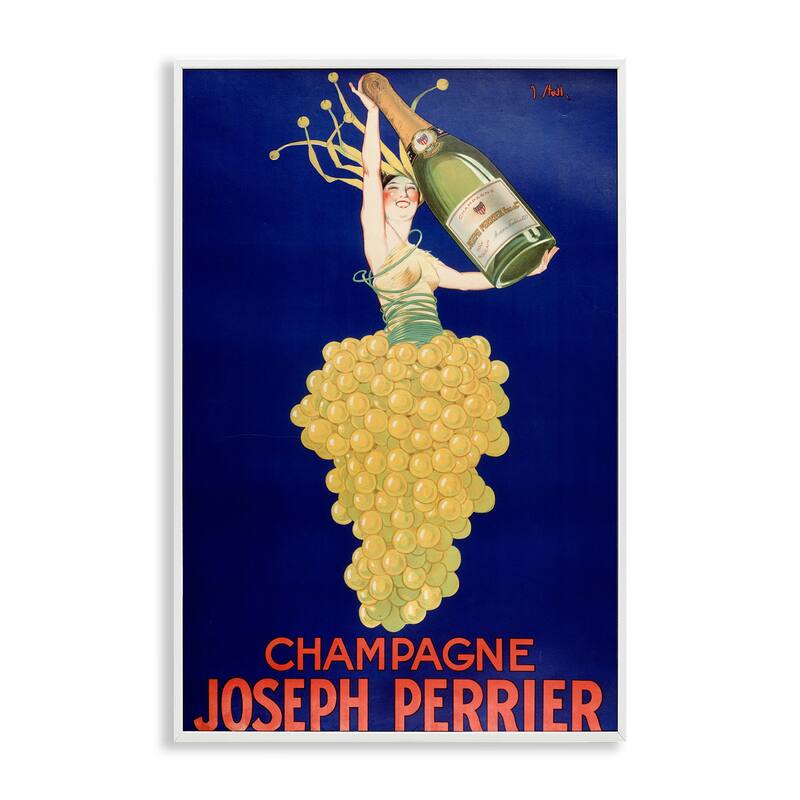 Stupell Vintage Perrier Champagne Framed Giclee Art Design By Marcus Jules - 12 x 18 - White