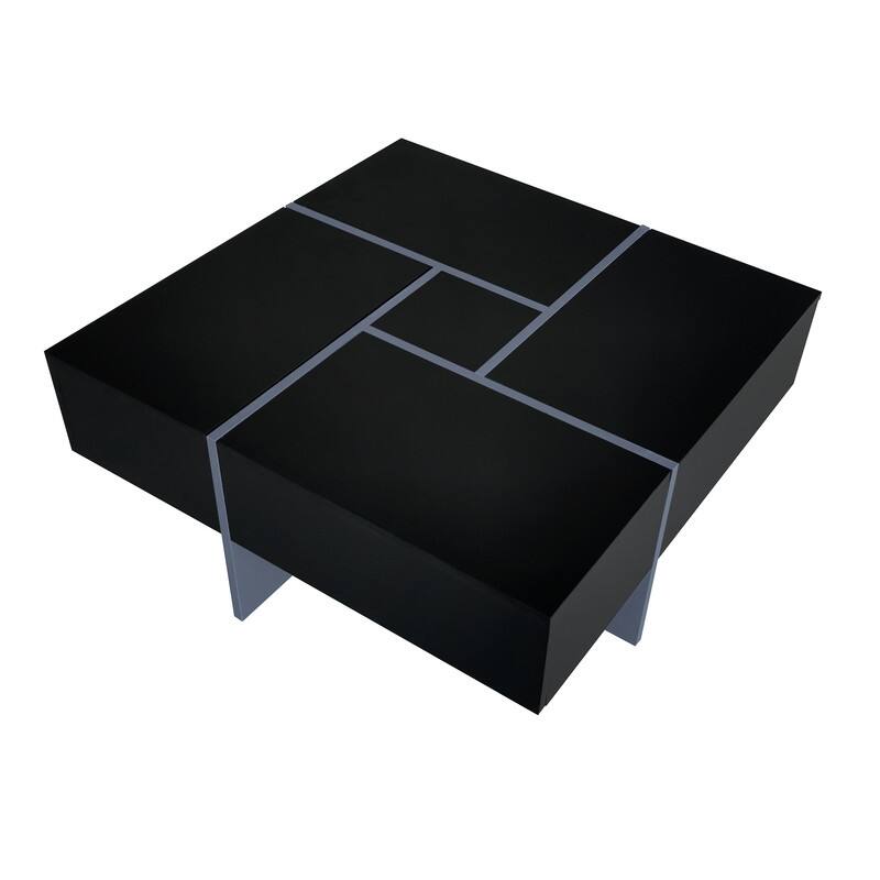 ON-TREND Unique Design Coffee Table with 4 Hidden Storage Compartments
