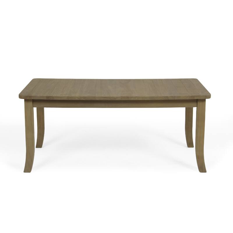 40" W Rectangular Solid Teak Outdoor Coffee Table with Curved Leg