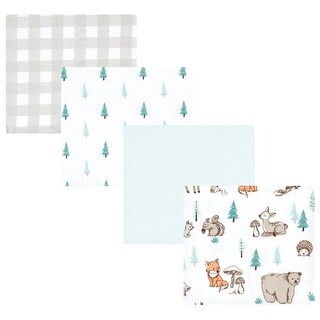 Hudson Baby Cotton Flannel Receiving Blankets, Neutral Woodland Pals, One Size - Neutral Woodland Pals - One Size