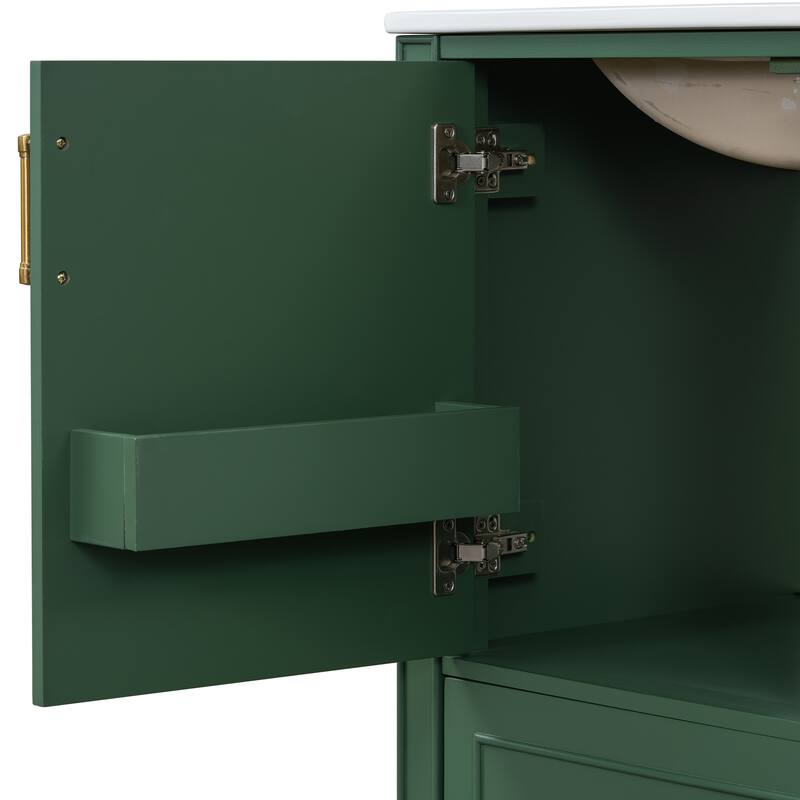 30" Bathroom Vanity with Ceramic Sink Combo, Soft-Close Door Bathroom Storage Cabinet with 3 Drawers